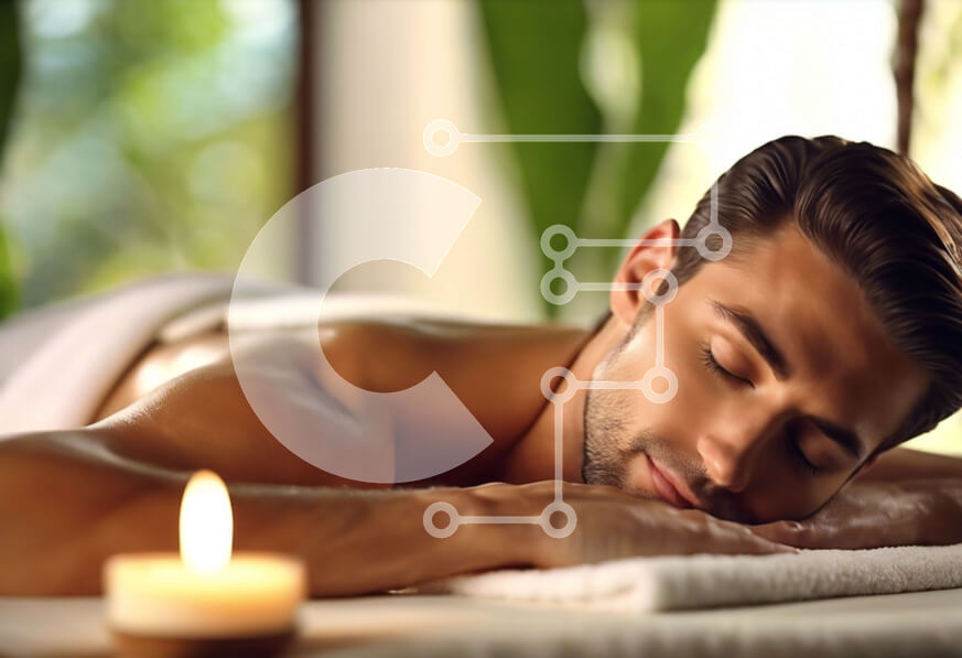 Intra Συλλεκτικό Ξύλινο Παζλ Plywood  4mm - Άνδρας που χαλαρώνει στο σπα με το κερί Σε Ξύλινο Κουτί - Διαστάσεις Puzzle: 10x10 cm – 25 κομμάτια