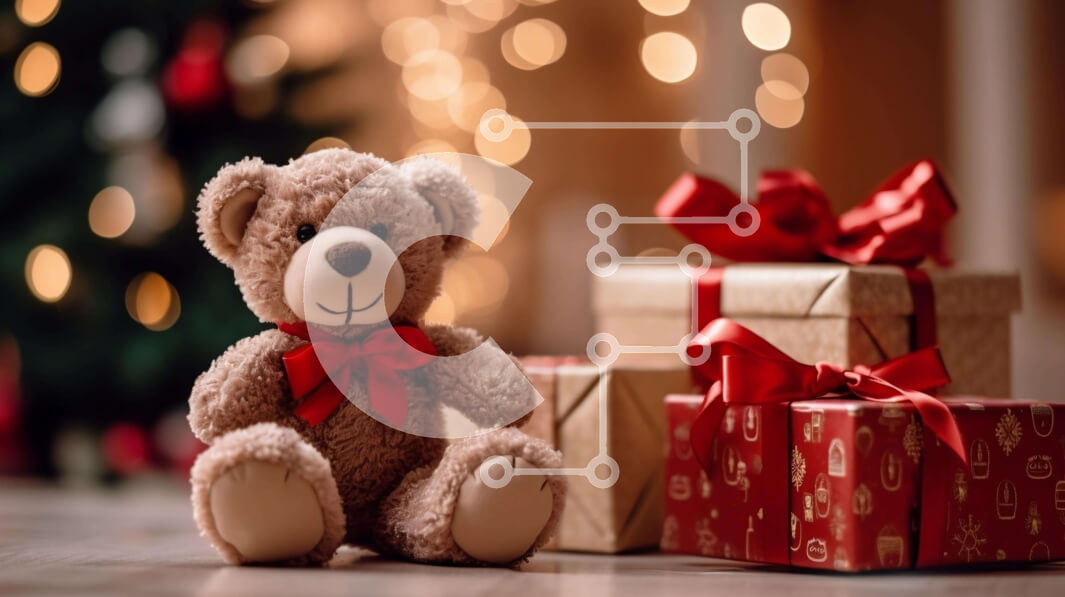 Intra Συλλεκτικό Ξύλινο Παζλ Plywood  4mm - Εορταστικό αρκουδάκι με χριστουγεννιάτικα δώρα Σε Ξύλινο Κουτί - Διαστάσεις: 10x10 cm – 25 κομμάτια