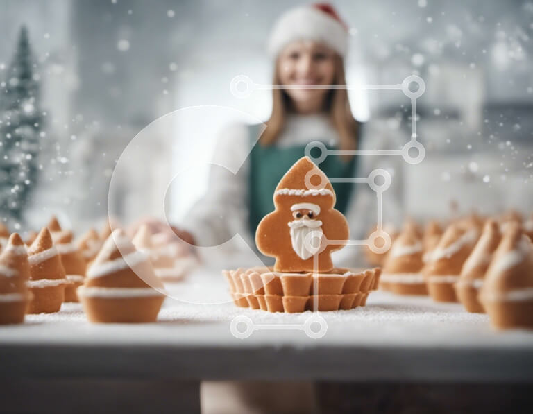 Intra Συλλεκτικό Ξύλινο Παζλ Plywood  4mm - Γυναίκα που διακοσμεί τα μπισκότα με μελόψωμο για τα Χριστούγεννα Σε Ξύλινο Κουτί - Διαστάσεις: 10x10 cm – 25 κομμάτια