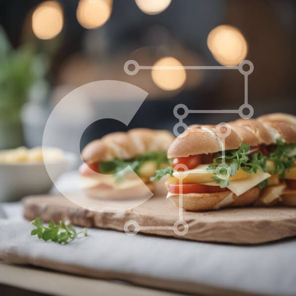 Σετ των 2 Intra Συλλεκτικό Ξύλινο Παζλ Plywood  4mm - Σάντουιτς τυριών και ντομάτας σε ξύλινο ξύλο κοπής Σε Ξύλινο Κουτί - Διαστάσεις: 10x10 cm – 25 κομμάτια