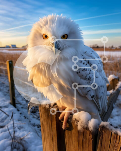 Σετ των 2 Intra Συλλεκτικό Ξύλινο Παζλ Plywood  4mm - Εκπληκτική εικόνα μιας λευκής κουκουβάγιας σε ένα χιονισμένο τοπίο Σε Ξύλινο Κουτί - Διαστάσεις: 10x10 cm – 25 κομμάτια