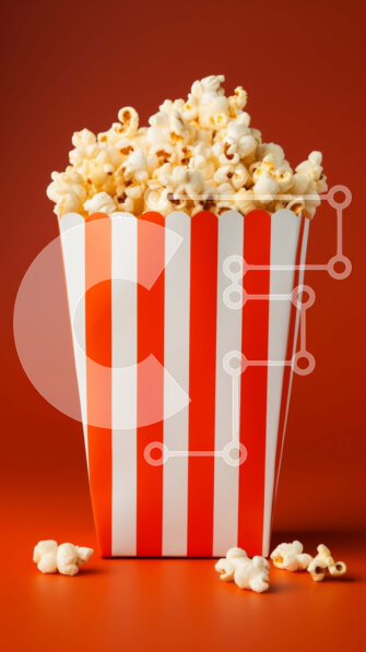 Intra Συλλεκτικό Ξύλινο Παζλ Plywood  4mm - Κόκκινο και άσπρο ριγέ κουβά για ποπ κορν γεμάτο με πυρήνες ποπ κορν Σε Ξύλινο Κουτί - Διαστάσεις: 10x10 cm – 25 κομμάτια