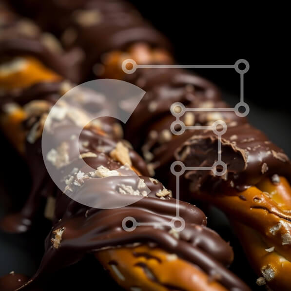 Σετ των 2 Intra Συλλεκτικό Ξύλινο Παζλ Plywood  4mm - Μπαστούνια Pretzel με σοκολάτα σε μαύρη επιφάνεια Σε Ξύλινο Κουτί - Διαστάσεις: 10x10 cm – 25 κομμάτια