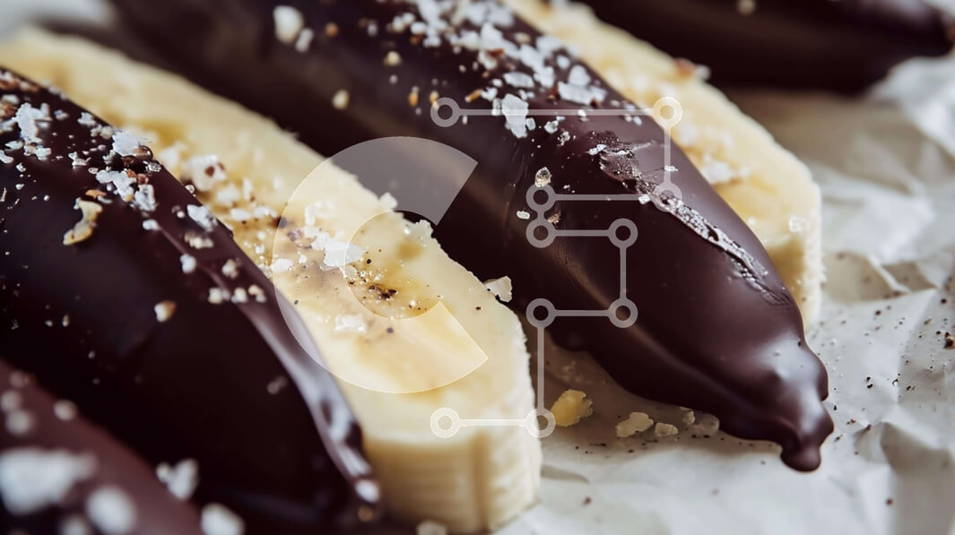 Σετ των 2 Intra Συλλεκτικό Ξύλινο Παζλ Plywood  4mm - Μπανάνες καλυμμένες με σοκολάτα με θαλασσινό αλάτι σε λαδόκολλα Σε Ξύλινο Κουτί - Διαστάσεις: 10x10 cm – 25 κομμάτια