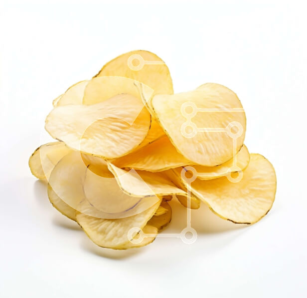 Σετ των 2 Intra Συλλεκτικό Ξύλινο Παζλ Plywood  4mm - Σωρός από πατατάκια σε άσπρο φόντο Σε Ξύλινο Κουτί - Διαστάσεις: 10x10 cm – 25 κομμάτια