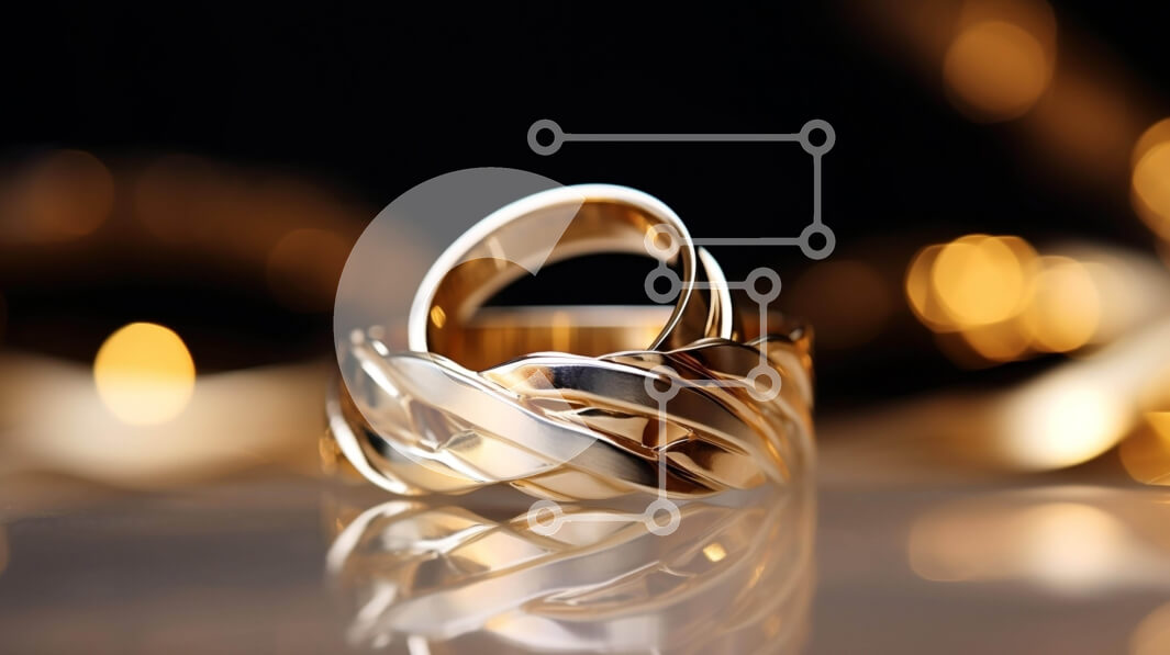 Intra Συλλεκτικό Ξύλινο Παζλ Plywood  4mm - Χρυσές βέρες σε σκούρο φόντο Σε Ξύλινο Κουτί - Διαστάσεις Puzzle: 10x10 cm – 25 κομμάτια