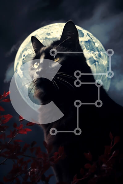 Σετ των 2 Intra Συλλεκτικό Ξύλινο Παζλ Plywood  4mm - Μυστηριώδης Στιγμή: Μαύρη Γάτα και Πανσέληνος Σε Ξύλινο Κουτί - Διαστάσεις: 10x10 cm – 25 κομμάτια