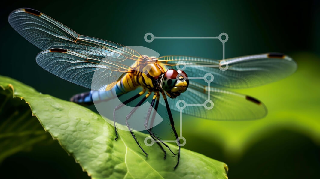 Intra Συλλεκτικό Ξύλινο Παζλ Plywood  4mm - Πολύχρωμη λιβελλούλη που στηρίζεται στο φύλλο Σε Ξύλινο Κουτί - Διαστάσεις: 10x10 cm – 25 κομμάτια