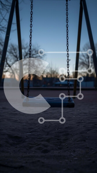 Intra Συλλεκτικό Ξύλινο Παζλ Plywood  4mm - Έρημη κούνια το σούρουπο σε μια άδεια παιδική χαρά Σε Ξύλινο Κουτί - Διαστάσεις Puzzle: 10x10 cm – 25 κομμάτια