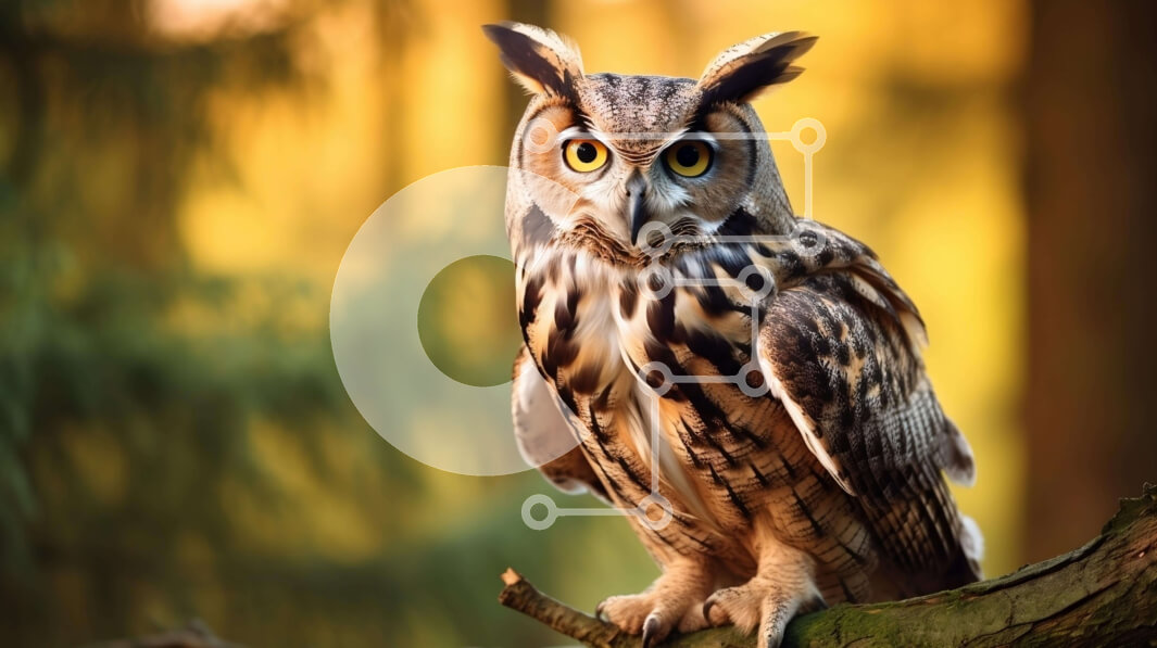 Intra Συλλεκτικό Ξύλινο Παζλ Plywood  4mm - Κουκουβάγια σκαρφαλωμένη σε ένα κλαδί δέντρου με τα μάτια ορθάνοιχτα Σε Ξύλινο Κουτί - Διαστάσεις: 10x10 cm – 25 κομμάτια