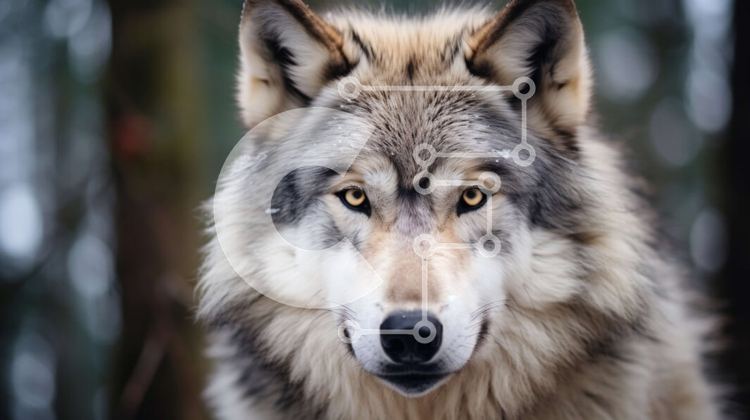 Intra Συλλεκτικό Ξύλινο Παζλ Plywood  4mm - Κοντινό πλάνο του προσώπου ενός λύκου Σε Ξύλινο Κουτί - Διαστάσεις: 10x10 cm – 25 κομμάτια