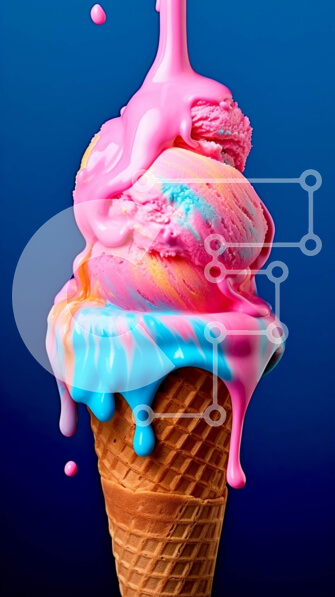 Intra Συλλεκτικό Ξύλινο Παζλ Plywood  4mm - Πολύχρωμο χωνάκι παγωτού με χρώματα που στάζουν Σε Ξύλινο Κουτί - Διαστάσεις: 10x10 cm – 25 κομμάτια