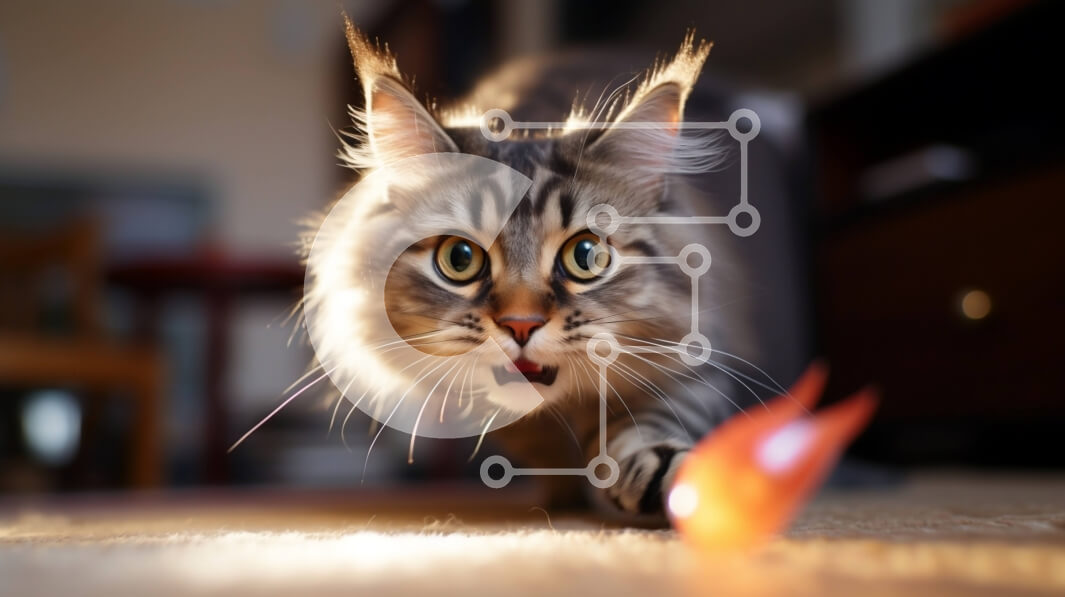 Intra Συλλεκτικό Ξύλινο Παζλ Plywood  4mm - Αφράτη ριγέ γάτα που περπατά σε δάπεδο με μοκέτα Σε Ξύλινο Κουτί - Διαστάσεις: 10x10 cm – 25 κομμάτια