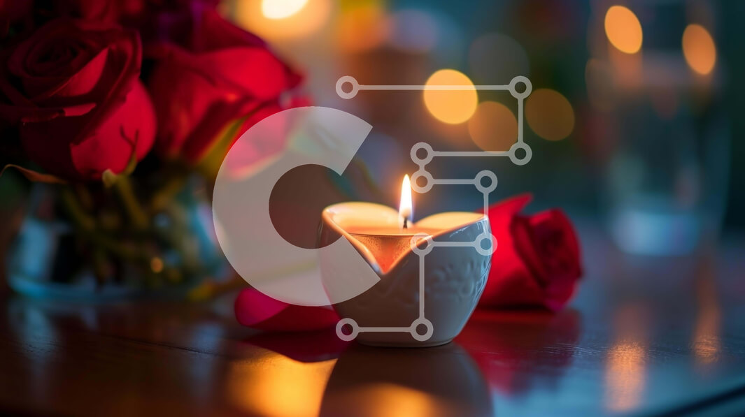 Intra Συλλεκτικό Ξύλινο Παζλ Plywood  4mm - Ανάποδα κερί σε σχήμα καρδιάς με κόκκινα τριαντάφυλλα Σε Ξύλινο Κουτί - Διαστάσεις Puzzle: 10x10 cm – 25 κομμάτια