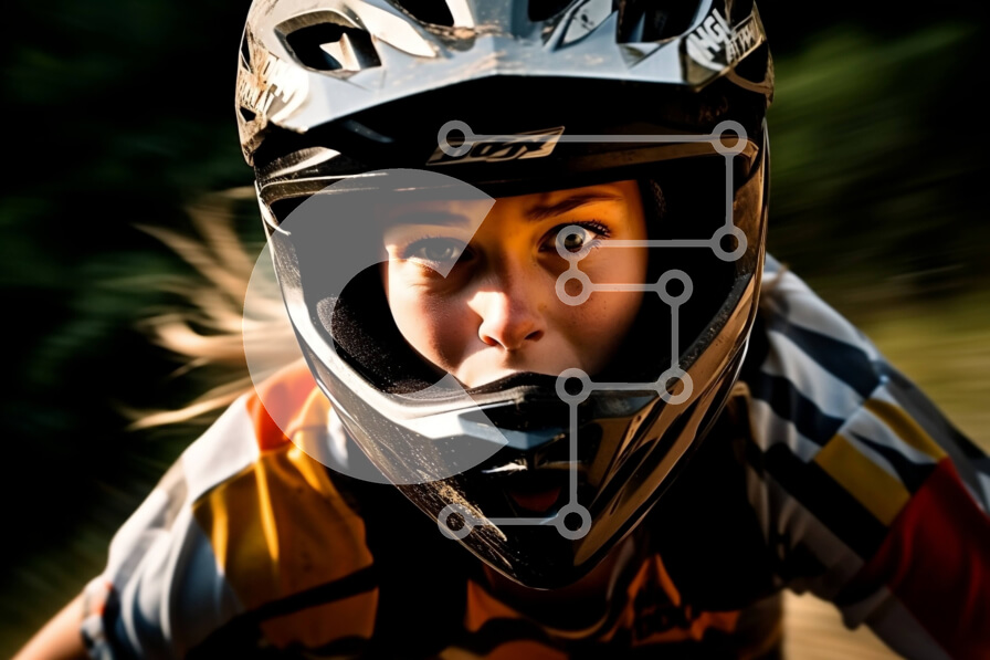 Intra Συλλεκτικό Ξύλινο Παζλ Plywood  4mm - Στιγμιότυπο δράσης μιας γυναίκας που κάνει ποδήλατο στο δάσος Σε Ξύλινο Κουτί - Διαστάσεις Puzzle: 10x10 cm – 25 κομμάτια