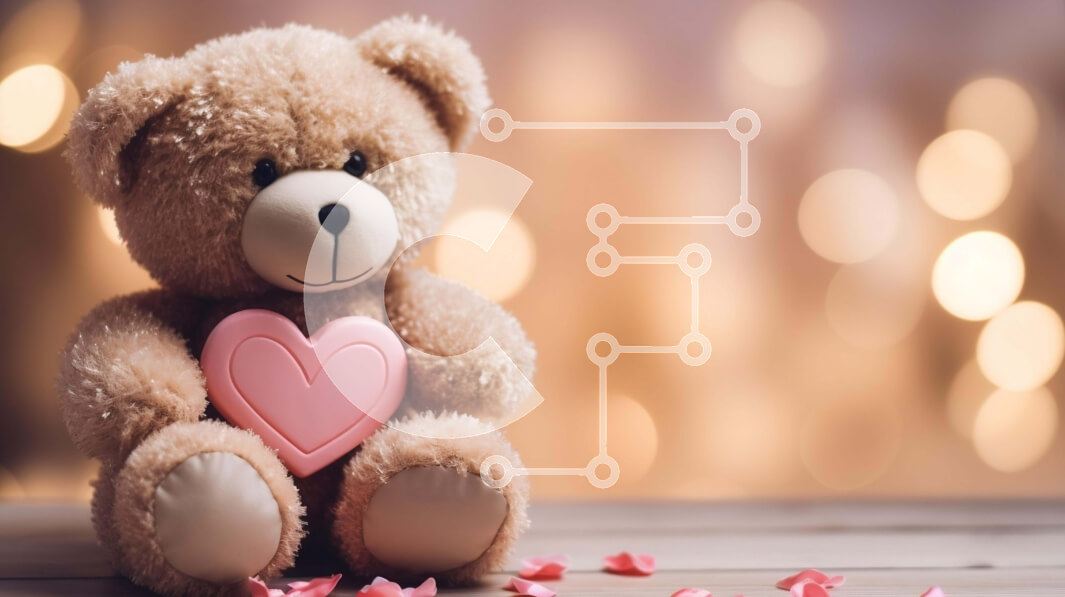 Intra Συλλεκτικό Ξύλινο Παζλ Plywood  4mm - Καφέ αρκουδάκι με ροζ καρδιά σε ξύλινο τραπέζι Σε Ξύλινο Κουτί - Διαστάσεις Puzzle: 10x10 cm – 25 κομμάτια