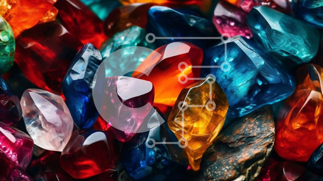 Intra Συλλεκτικό Ξύλινο Παζλ Plywood  4mm - Φωτεινή και πολύχρωμη κινηματογράφηση σε πρώτο πλάνο διάφορων πολύτιμων λίθων σε μαύρο φόντο Σε Ξύλινο Κουτί - Διαστάσεις: 10x10 cm – 25 κομμάτια