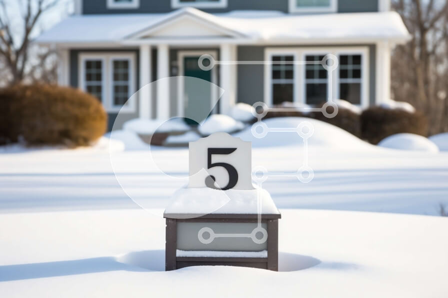 Intra Συλλεκτικό Ξύλινο Παζλ Plywood  4mm - Σπίτι με τον αριθμό 5 στο χιονισμένο τοπίο Σε Ξύλινο Κουτί - Διαστάσεις: 10x10 cm – 25 κομμάτια