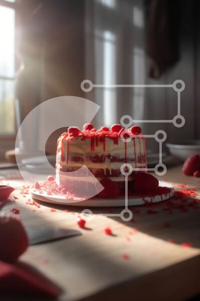 Σετ των 2 Intra Συλλεκτικό Ξύλινο Παζλ Plywood  4mm - Νόστιμο Red Velvet Cake με Raspberries και White Frosting Σε Ξύλινο Κουτί - Διαστάσεις: 10x10 cm – 25 κομμάτια