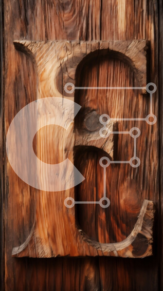 Intra Συλλεκτικό Ξύλινο Παζλ Plywood  4mm - Vintage εικόνα μιας παλιάς ξύλινης πινακίδας με σκαλιστό γράμμα 'e' Σε Ξύλινο Κουτί - Διαστάσεις Puzzle: 10x10 cm – 25 κομμάτια