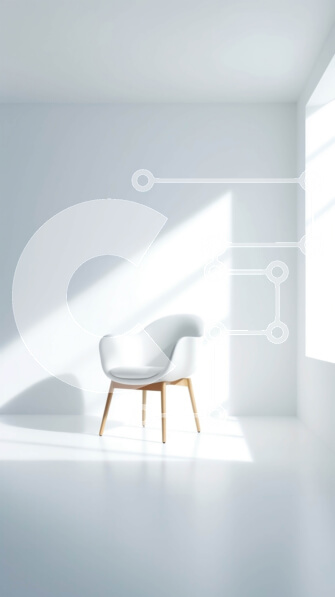 Intra Συλλεκτικό Ξύλινο Παζλ Plywood  4mm - Μινιμαλιστικό λευκό δωμάτιο με λευκή καρέκλα που βλέπει στο παράθυρο Σε Ξύλινο Κουτί - Διαστάσεις Puzzle: 10x10 cm – 25 κομμάτια