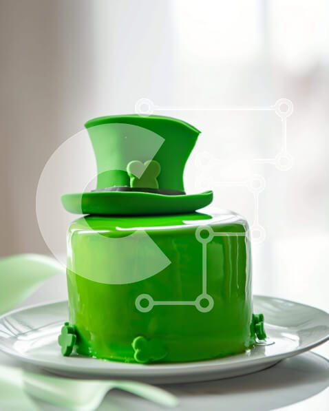 Σετ των 2 Intra Συλλεκτικό Ξύλινο Παζλ Plywood  4mm - Πράσινη τούρτα του Αγίου Πατρικίου με διακόσμηση ιρλανδικού καπέλου Σε Ξύλινο Κουτί - Διαστάσεις: 10x10 cm – 25 κομμάτια