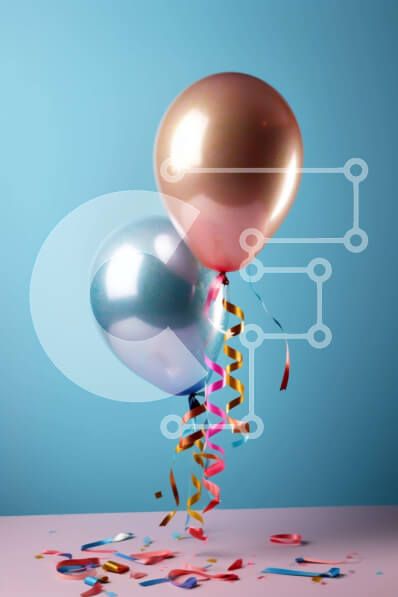 Intra Συλλεκτικό Ξύλινο Παζλ Plywood  4mm - Ζωντανά μπαλόνια με streamers σε μπλε φόντο Σε Ξύλινο Κουτί - Διαστάσεις Puzzle: 10x10 cm – 25 κομμάτια