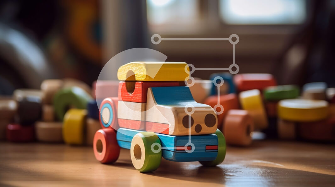 Intra Συλλεκτικό Ξύλινο Παζλ Plywood  4mm - Πολύχρωμο ξύλινο φορτηγό παιχνιδιών Σε Ξύλινο Κουτί - Διαστάσεις: 10x10 cm – 25 κομμάτια