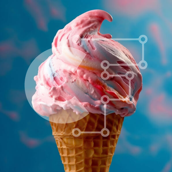 Σετ των 2 Intra Συλλεκτικό Ξύλινο Παζλ Plywood  4mm - Νόστιμο ροζ παγωτό σε χωνάκι βάφλας σε μπλε φόντο Σε Ξύλινο Κουτί - Διαστάσεις: 10x10 cm – 25 κομμάτια