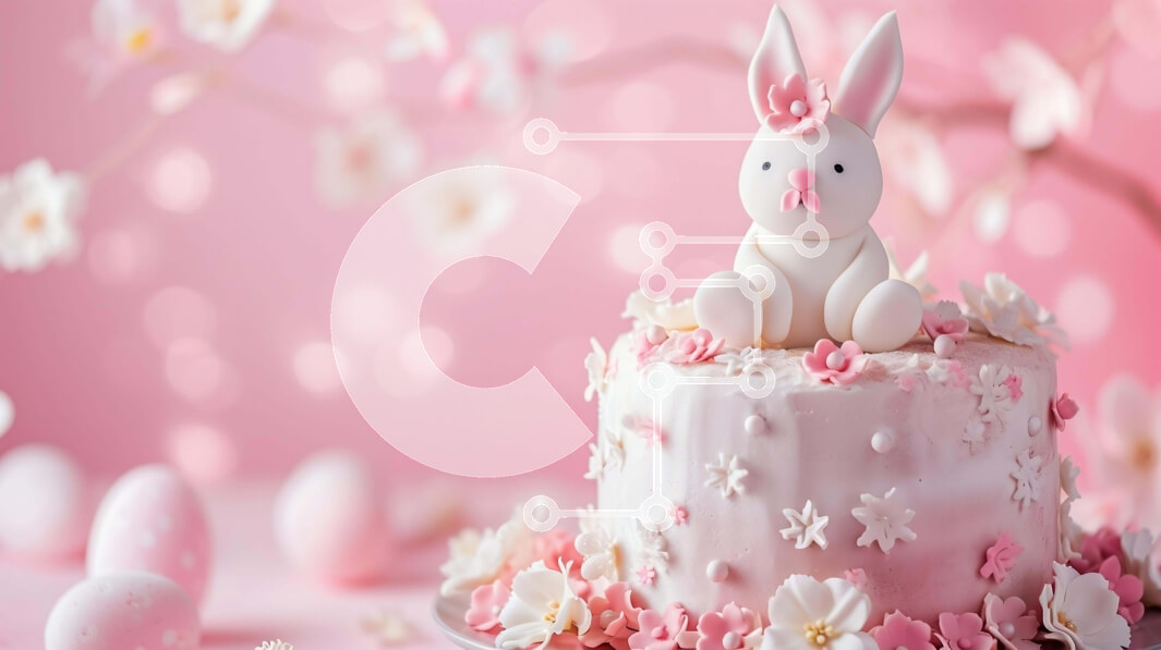 Intra Συλλεκτικό Ξύλινο Παζλ Plywood  4mm - Πασχαλινό κέικ λαγουδάκι με ροζ και λευκά λουλούδια Σε Ξύλινο Κουτί - Διαστάσεις: 10x10 cm – 25 κομμάτια