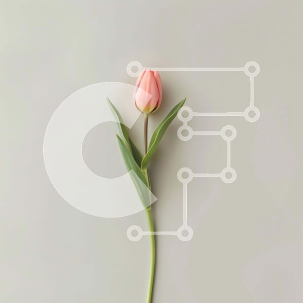 Intra Συλλεκτικό Ξύλινο Παζλ Plywood  4mm - Μονό ροζ λουλούδι τουλίπας σε υπόλευκο φόντο Σε Ξύλινο Κουτί - Διαστάσεις: 10x10 cm – 25 κομμάτια