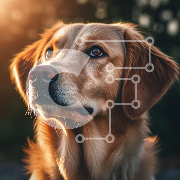 Intra Συλλεκτικό Ξύλινο Παζλ Plywood  4mm - Αξιολάτρευτο κοντινό πλάνο του προσώπου ενός σκύλου Golden Retriever Σε Ξύλινο Κουτί - Διαστάσεις: 10x10 cm – 25 κομμάτια