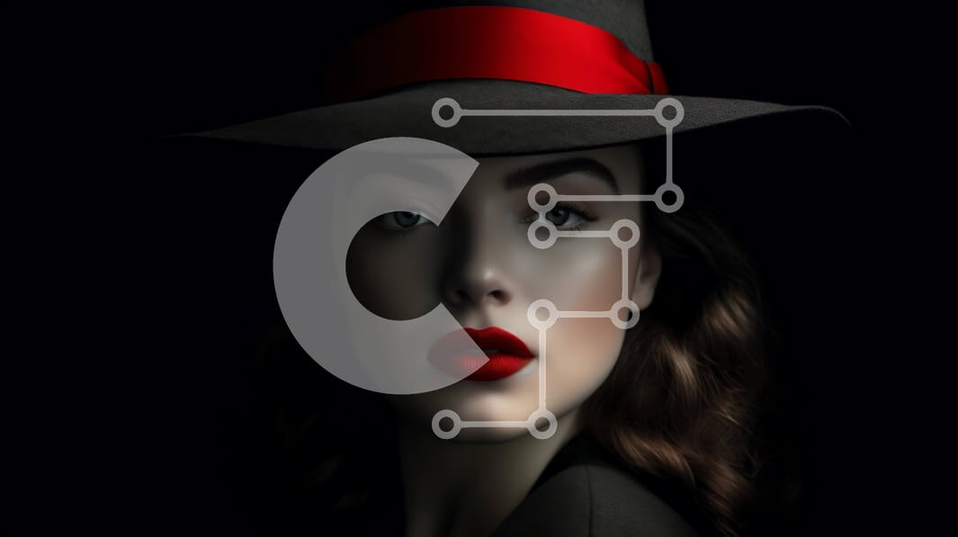 Σετ των 2 Intra Συλλεκτικό Ξύλινο Παζλ Plywood  4mm - Κομψή γυναίκα με μαύρο καπέλο και κόκκινο κραγιόν Σε Ξύλινο Κουτί - Διαστάσεις: 10x10 cm – 25 κομμάτια