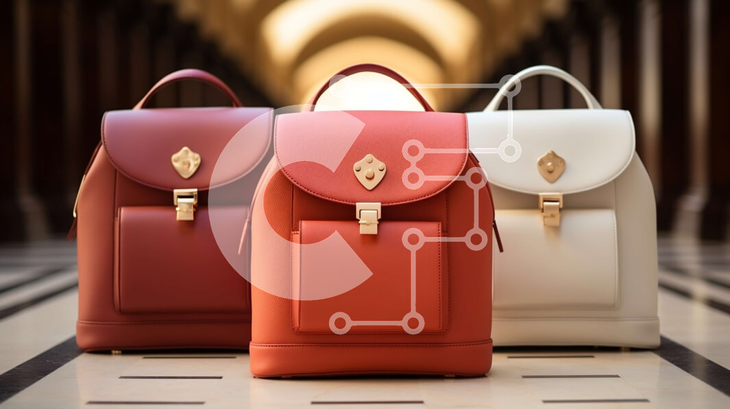 Intra Συλλεκτικό Ξύλινο Παζλ Plywood  4mm - Σετ από τρεις επώνυμες τσάντες σε κόκκινο, λευκό και μπεζ Σε Ξύλινο Κουτί - Διαστάσεις Puzzle: 10x10 cm – 25 κομμάτια