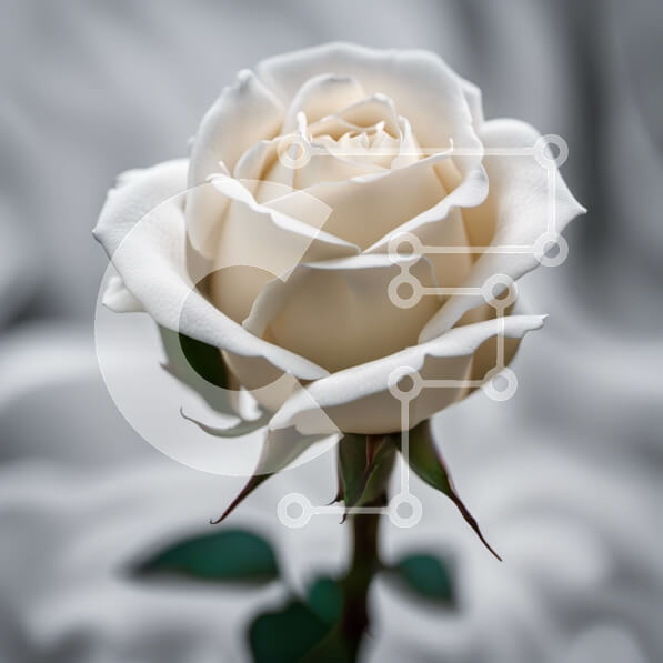 Intra Συλλεκτικό Ξύλινο Παζλ Plywood  4mm - Κομψή εικόνα ενός λευκού τριαντάφυλλου σε γκρι φόντο Σε Ξύλινο Κουτί - Διαστάσεις: 10x10 cm – 25 κομμάτια