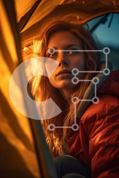 Σετ των 2 Intra Συλλεκτικό Ξύλινο Παζλ Plywood  4mm - Εκπληκτική εικόνα μιας νεαρής γυναίκας που απολαμβάνει τη φύση σε μια σκηνή Σε Ξύλινο Κουτί - Διαστάσεις: 10x10 cm – 25 κομμάτια