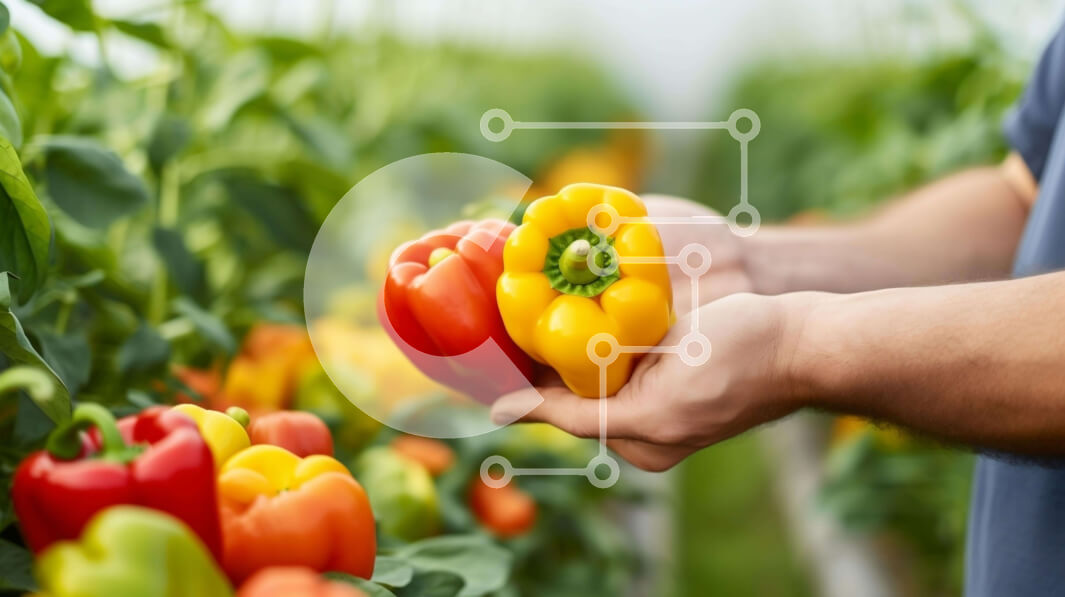 Σετ των 2 Intra Συλλεκτικό Ξύλινο Παζλ Plywood  4mm - Άτομο που κρατά φρέσκες πιπεριές στα χέρια Σε Ξύλινο Κουτί - Διαστάσεις: 10x10 cm – 25 κομμάτια