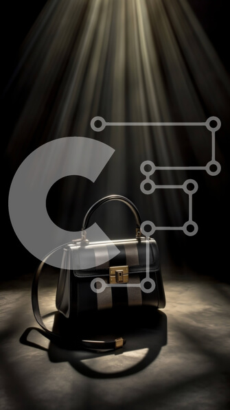 Intra Συλλεκτικό Ξύλινο Παζλ Plywood  4mm - Μινιμαλιστική ασπρόμαυρη ριγέ τσάντα με χρυσές πινελιές Σε Ξύλινο Κουτί - Διαστάσεις Puzzle: 10x10 cm – 25 κομμάτια