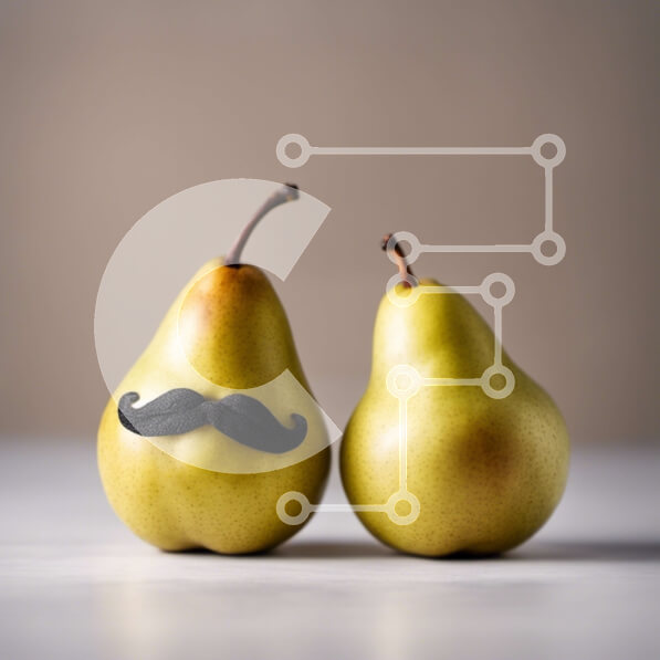 Σετ των 2 Intra Συλλεκτικό Ξύλινο Παζλ Plywood  4mm - Δύο αχλάδια με μουστάκια - Αστεία φωτογραφία φαγητού Σε Ξύλινο Κουτί - Διαστάσεις: 10x10 cm – 25 κομμάτια