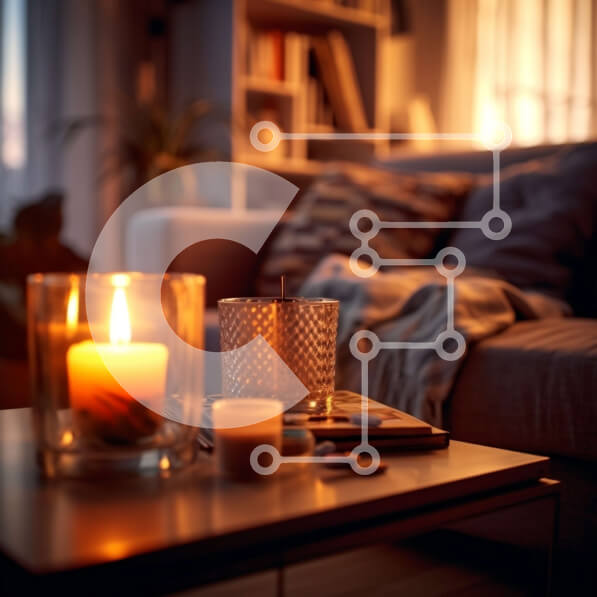 Intra Συλλεκτικό Ξύλινο Παζλ Plywood  4mm - Ζεστό και φιλόξενο σαλόνι με βιβλία και κερί Σε Ξύλινο Κουτί - Διαστάσεις Puzzle: 10x10 cm – 25 κομμάτια