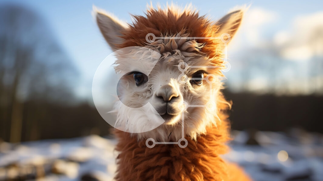 Σετ των 2 Intra Συλλεκτικό Ξύλινο Παζλ Plywood  4mm - Αξιολάτρευτη εικόνα ενός περίεργου καφέ αλπακά με χνουδωτό παλτό Σε Ξύλινο Κουτί - Διαστάσεις: 10x10 cm – 25 κομμάτια