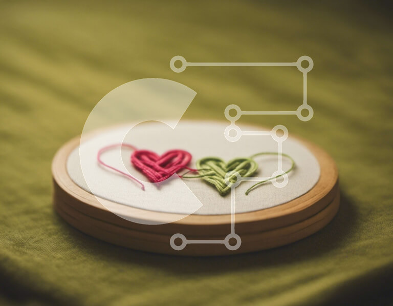 Intra Συλλεκτικό Ξύλινο Παζλ Plywood  4mm - Κέντημα τσέρκι με κλωστή σε σχήμα καρδιάς Σε Ξύλινο Κουτί - Διαστάσεις Puzzle: 10x10 cm – 25 κομμάτια