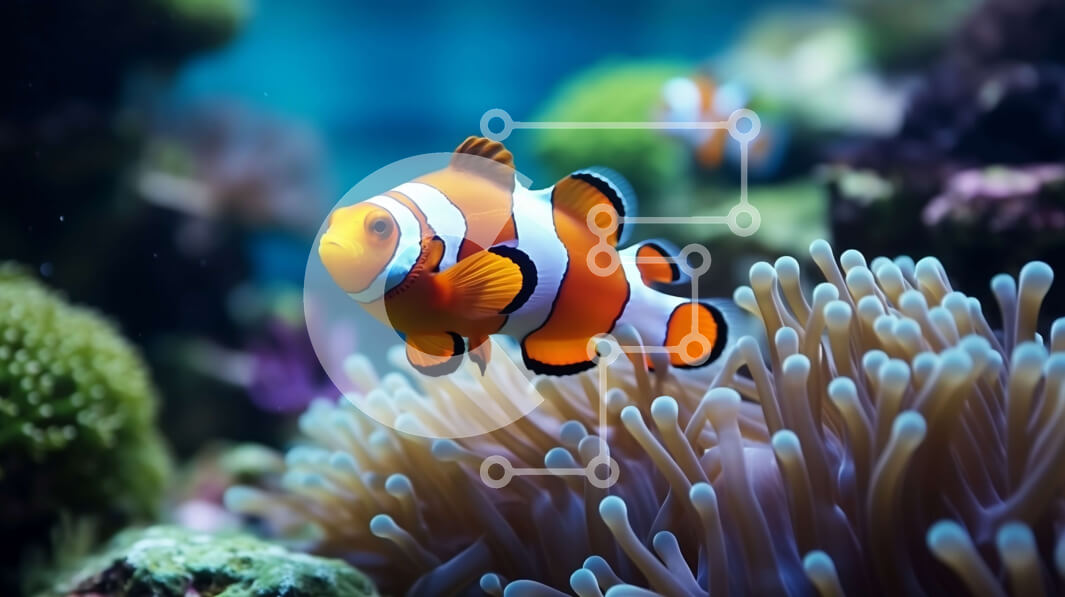 Intra Συλλεκτικό Ξύλινο Παζλ Plywood  4mm - Ψάρι κλόουν που κολυμπά στον κοραλλιογενή ύφαλο Σε Ξύλινο Κουτί - Διαστάσεις: 10x10 cm – 25 κομμάτια