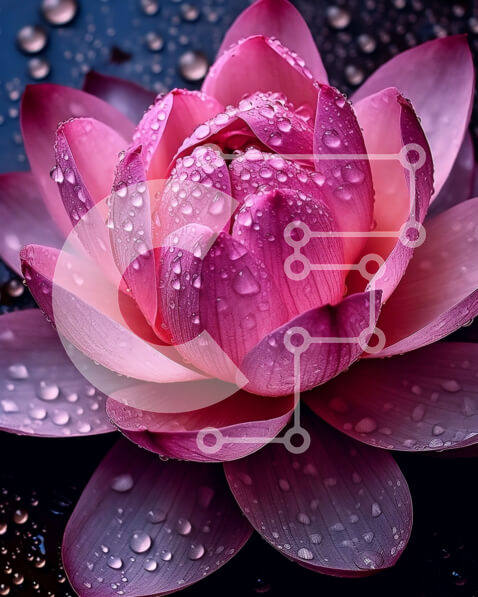 Σετ των 2 Intra Συλλεκτικό Ξύλινο Παζλ Plywood  4mm - Όμορφη εικόνα ενός ροζ λουλουδιού λωτού με σταγονίδια νερού Σε Ξύλινο Κουτί - Διαστάσεις: 10x10 cm – 25 κομμάτια