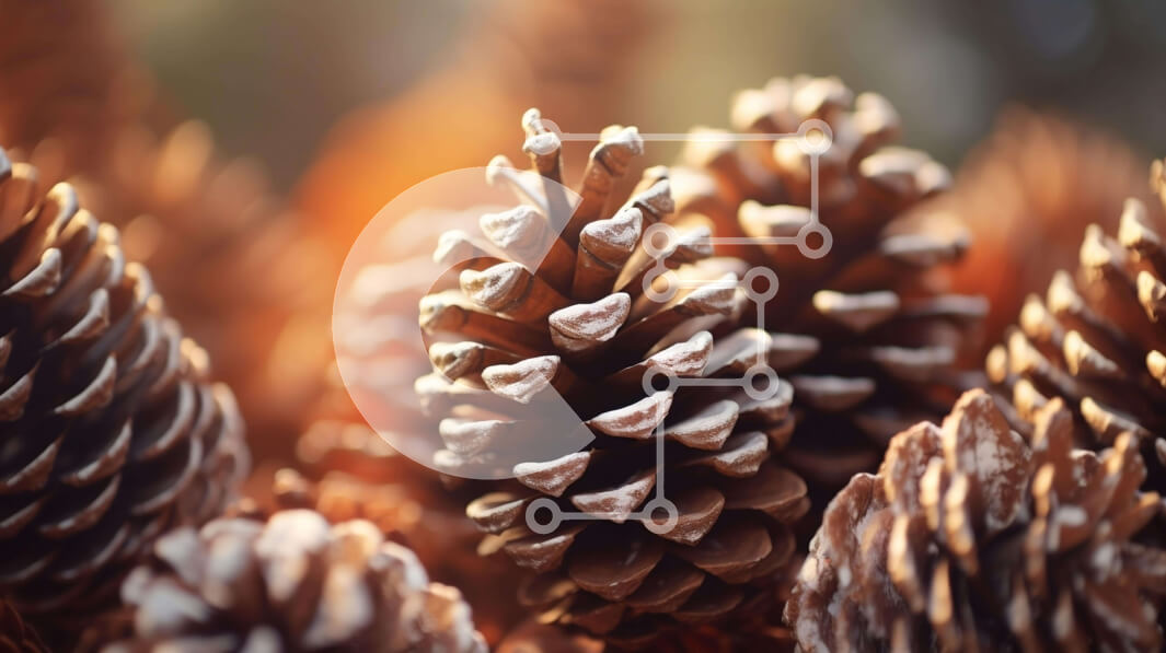 Intra Συλλεκτικό Ξύλινο Παζλ Plywood  4mm - Κοντινό πλάνο κουκουνάρια σε διάφορα στάδια ωρίμανσης Σε Ξύλινο Κουτί - Διαστάσεις: 10x10 cm – 25 κομμάτια