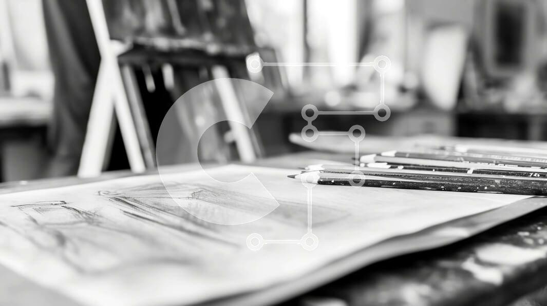 Intra Συλλεκτικό Ξύλινο Παζλ Plywood  4mm - Ασπρόμαυρος χώρος εργασίας καλλιτέχνη με υλικά σχεδίασης Σε Ξύλινο Κουτί - Διαστάσεις Puzzle: 10x10 cm – 25 κομμάτια