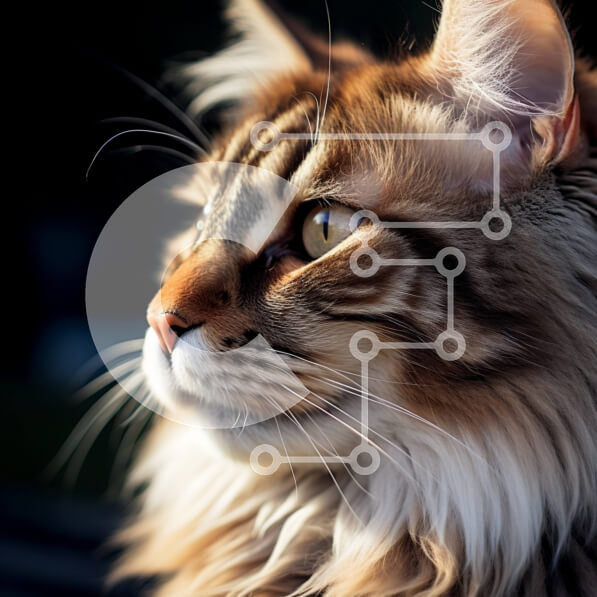 Intra Συλλεκτικό Ξύλινο Παζλ Plywood  4mm - Αξιολάτρευτο κοντινό πλάνο μιας χνουδωτής γάτας με μεγάλα στρογγυλά μάτια Σε Ξύλινο Κουτί - Διαστάσεις: 10x10 cm – 25 κομμάτια