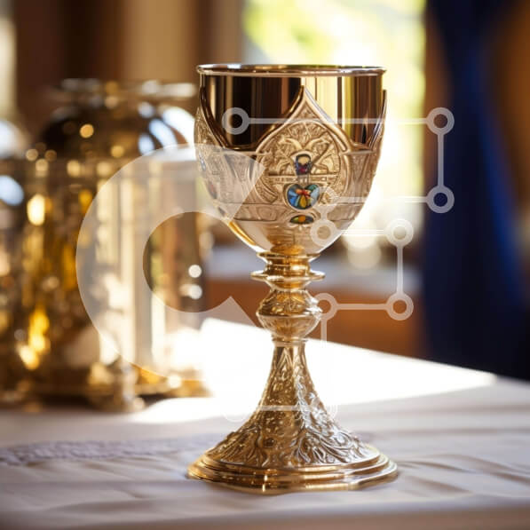 Intra Συλλεκτικό Ξύλινο Παζλ Plywood  4mm - Χρυσό κύπελλο στο τραπέζι με κηροπήγια και ασημικά Σε Ξύλινο Κουτί - Διαστάσεις: 10x10 cm – 25 κομμάτια