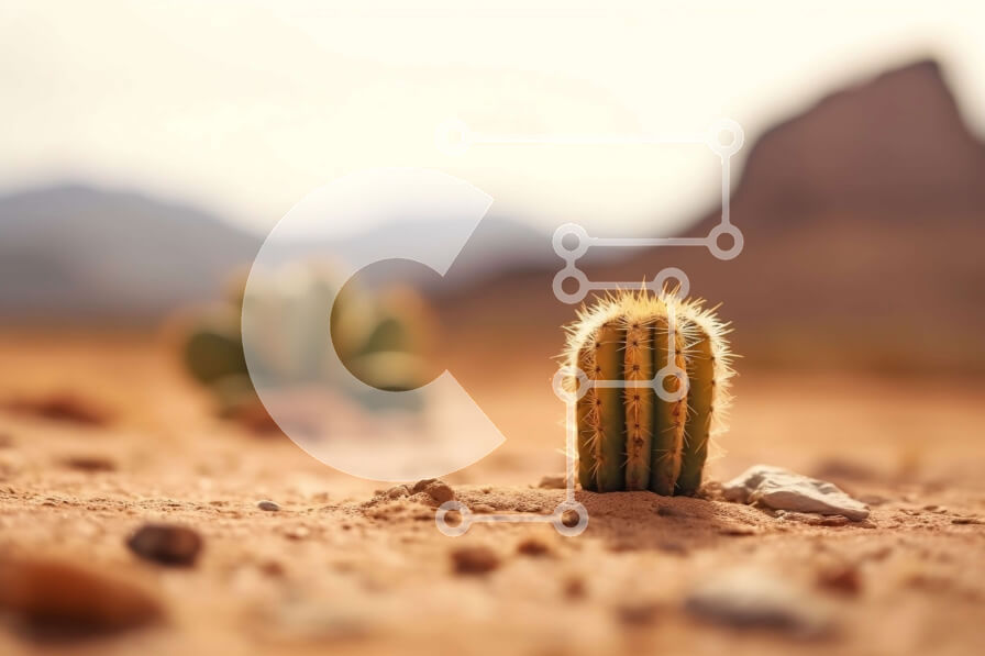 Intra Συλλεκτικό Ξύλινο Παζλ Plywood  4mm - Όμορφη εικόνα ενός φυτού κάκτου σε μια ξηρή βραχώδη έρημο Σε Ξύλινο Κουτί - Διαστάσεις: 10x10 cm – 25 κομμάτια