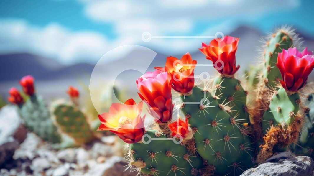 Intra Συλλεκτικό Ξύλινο Παζλ Plywood  4mm - Φυτά κάκτων της ερήμου με ανθισμένα κόκκινα και ροζ λουλούδια Σε Ξύλινο Κουτί - Διαστάσεις: 10x10 cm – 25 κομμάτια